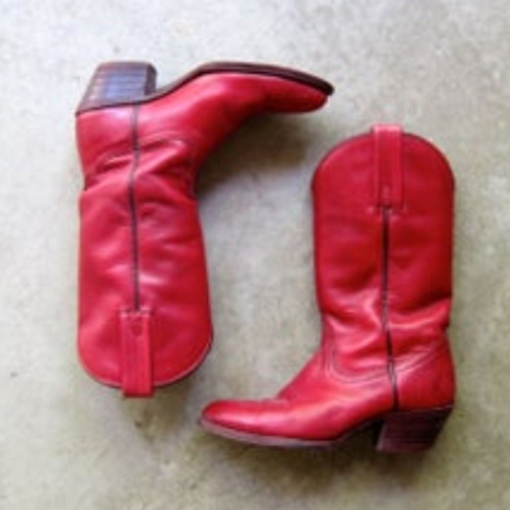 Vintage, Red, 80's Style, Frye Cowgirl boots